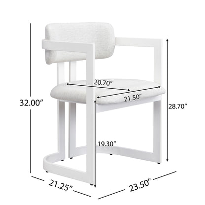 Upholstered Dining Armchairs (Set of 2) - Beige / White