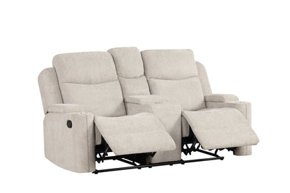 Galya - Motion Loveseat With Console - Light Gray