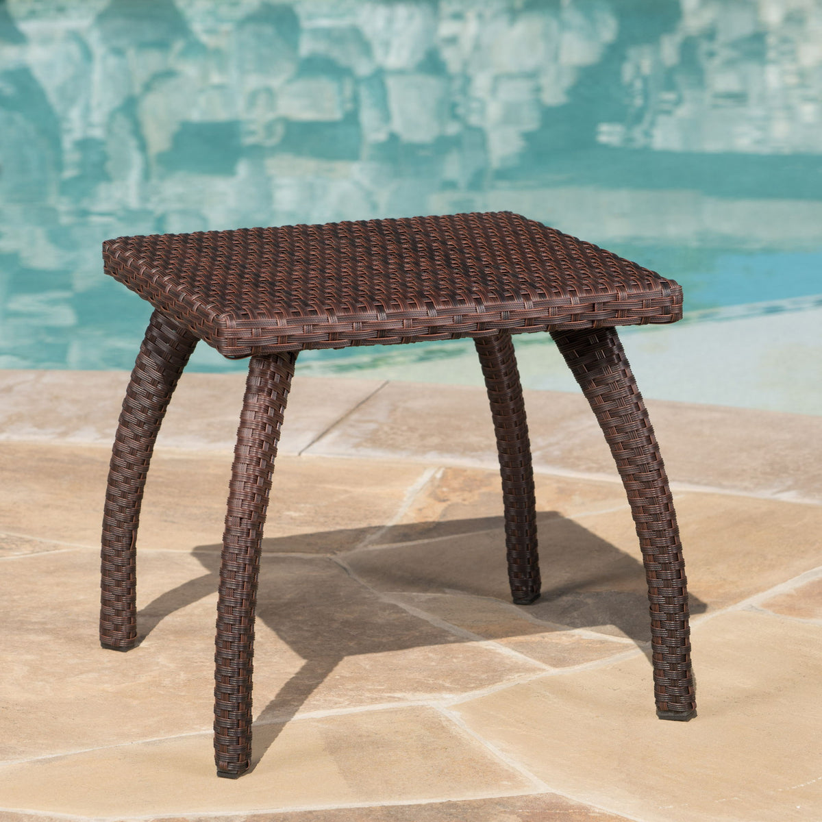 Luminant - Outdoor Side Table With Iron Frame - Brown