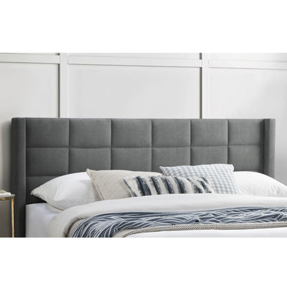Full Size Bed Upholstered Box Headboard - Gray