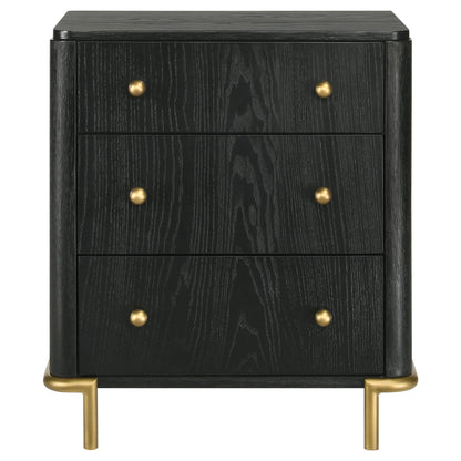Anser - 3 Drawer Nightstand - Black