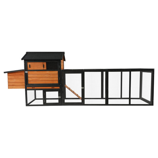 Chicken Coop With Run And Nesting Box, Large Outdoor Hen House For Backyard
