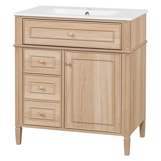 Bathroom Vanity With Sink, Flip Out Drawer, 2 Soft Close Drawers, 1 Soft Close Door - Wood