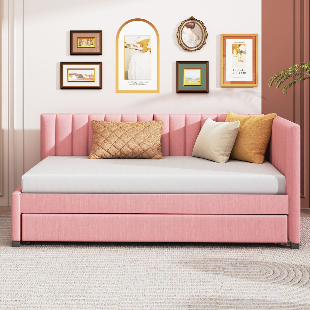 Upholstered Daybed, Sofa Bed Frame, No Box Spring Needed