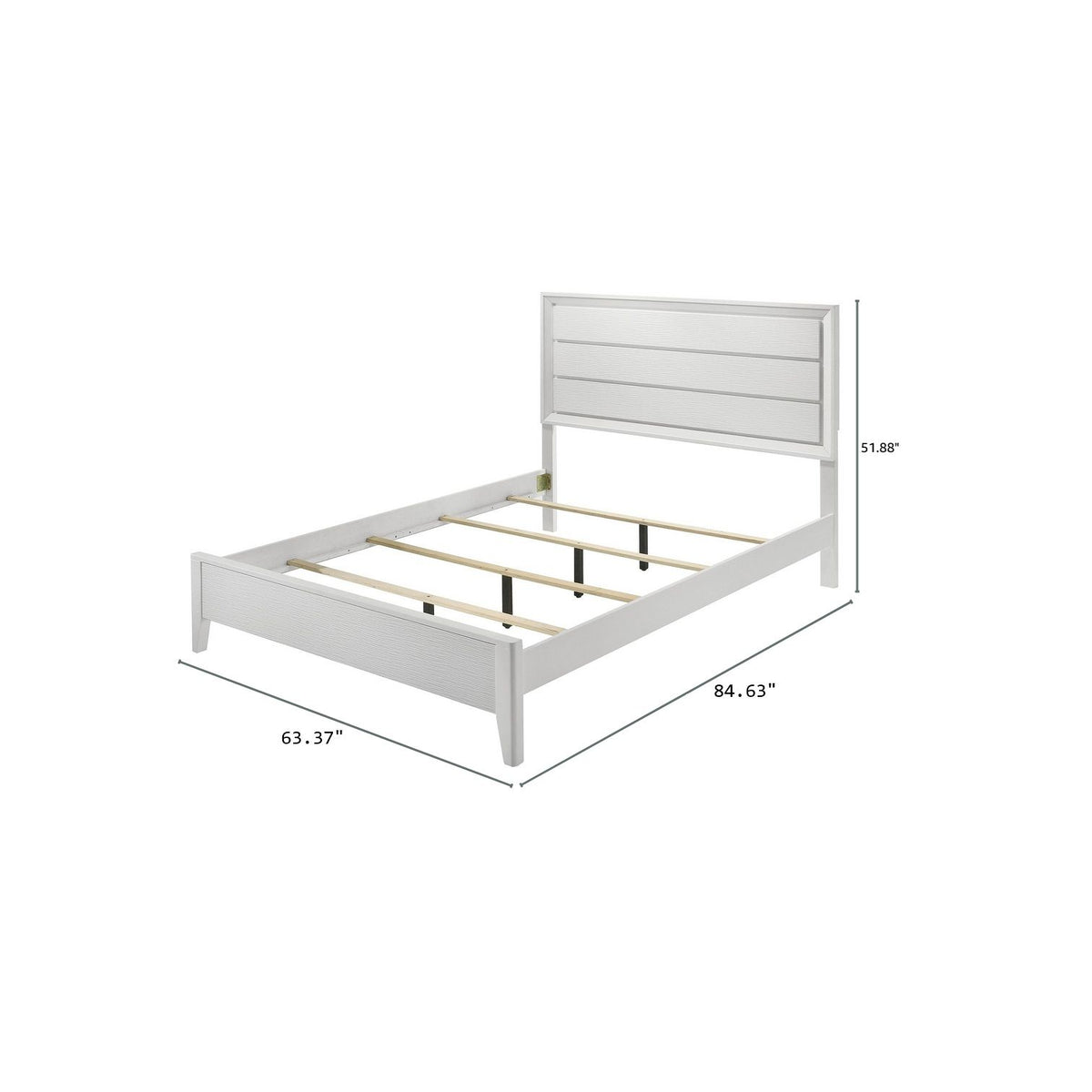 Modern Bed Frame With Wave Texture Headboard And Angled Legs