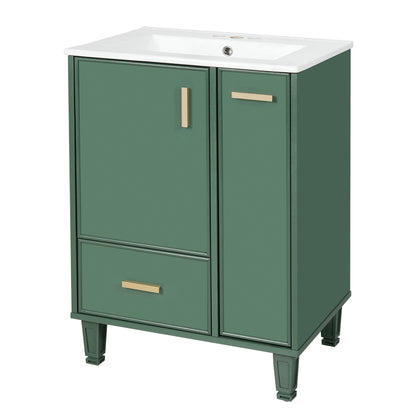 Bathroom Vanity With Sink, Deep Drawer, Door Shelf, 2 Tier Basket