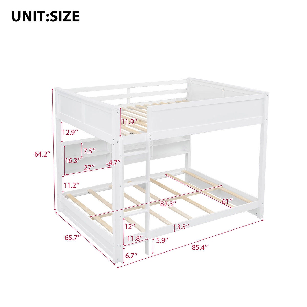 Bunk Bed With Storage Cabinets And USB Ports