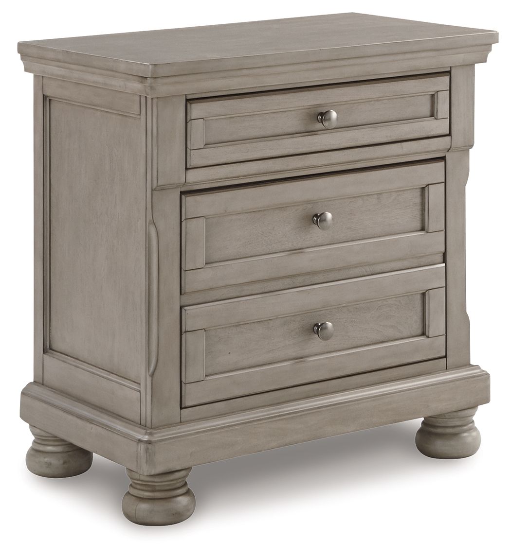 Lettner - 5 Pc. - Dresser, Mirror, King Sleigh Bed, 2 Nightstands - Light Gray