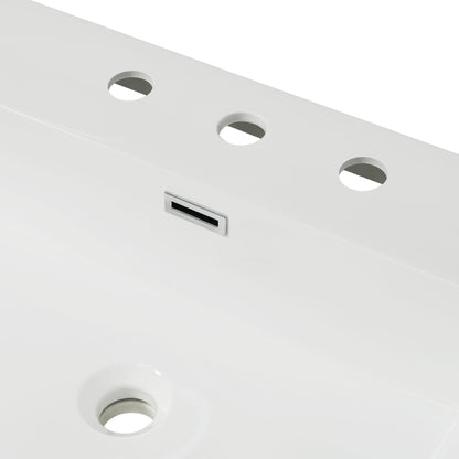 Vanity Top With 3 Faucet Holes, Rectangular Basin For Bathroom - White