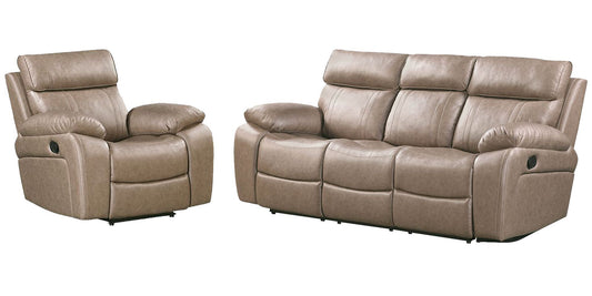 Theon - Faux Leather Manual Reclining Sofa And Recliner - Stokes Toffee