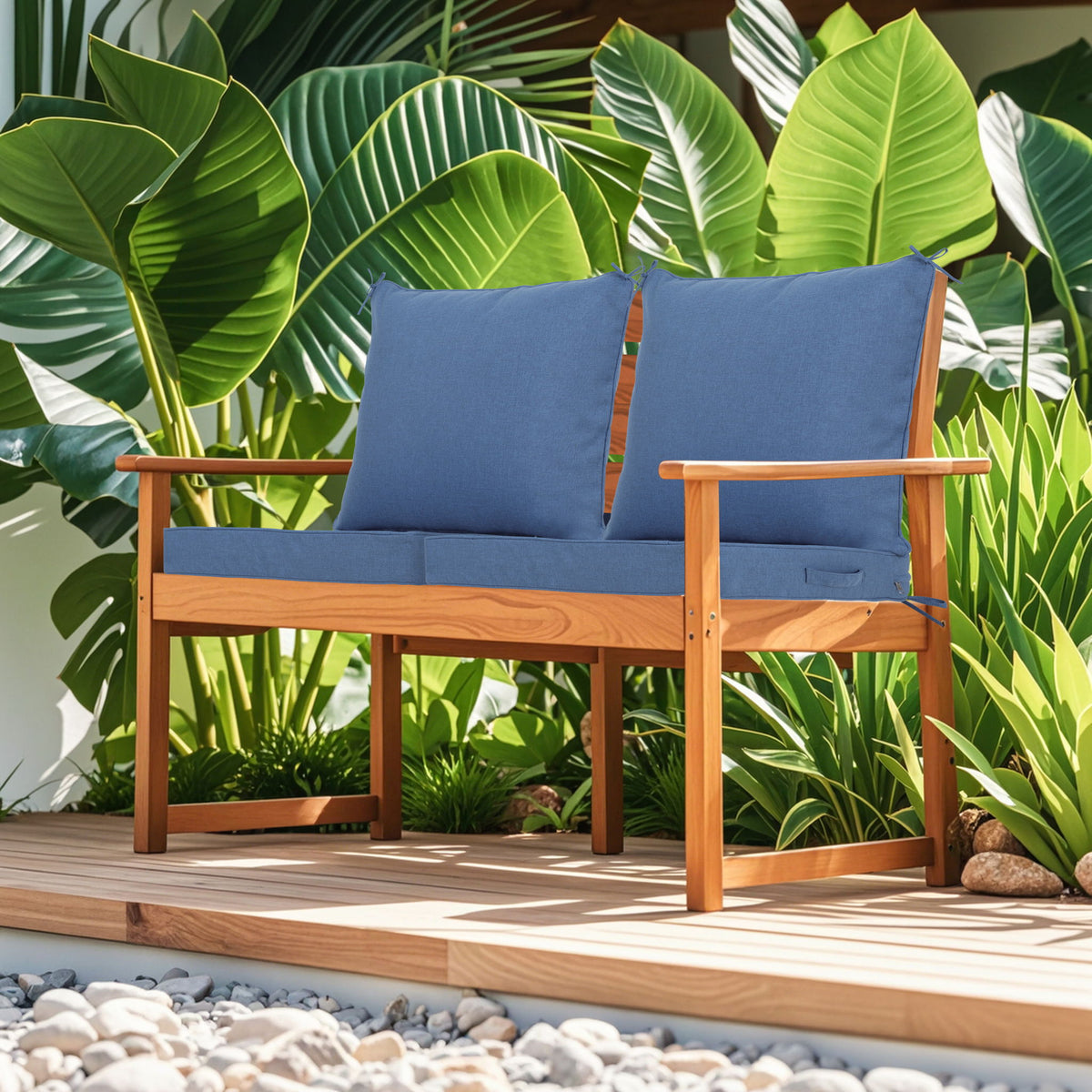 Outdoor Deep Seat Cushion Set Waterproof Fade Resistant Patio Furniture Cushions, Removable Covers, Adjustable Straps & Handles - Navy Blue