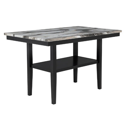 Counter Dining Table With Storage Bottom Shelf For Kitchen - Black
