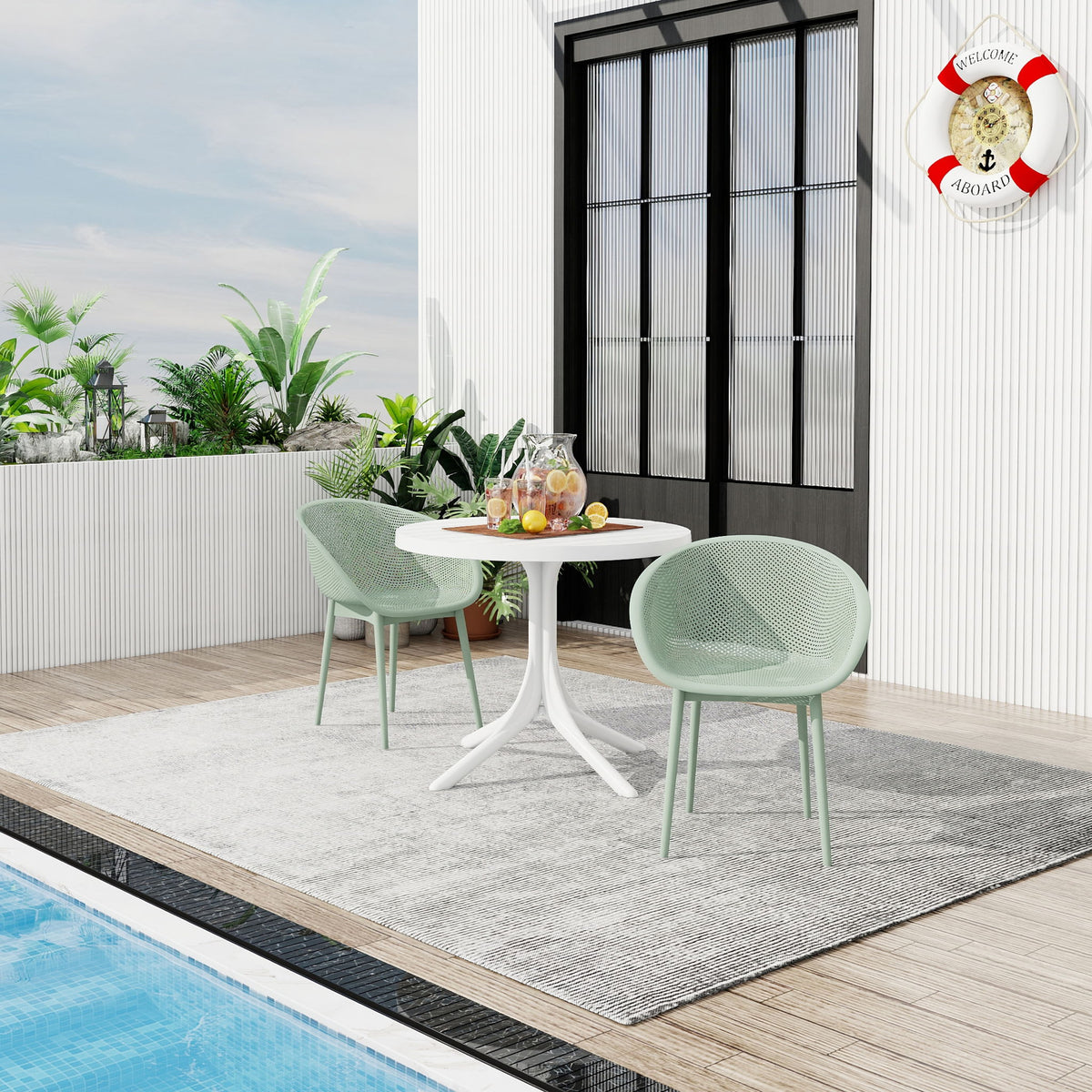 2 Piece Durable Single Chair With Hollow Out Design
