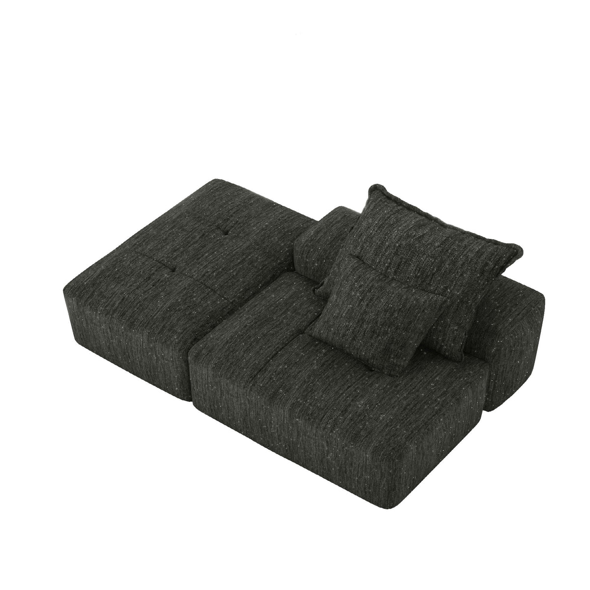 Modern Oversized Modular Sectional Sofa, Sparkling Fabric Soft Cushions With 2 Pillows