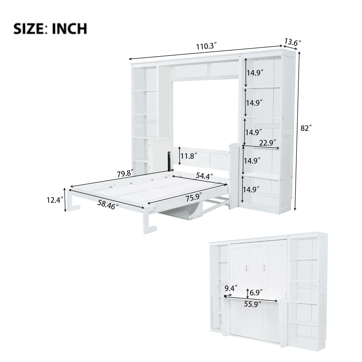 Murphy Bed With Desk And Bookshelf