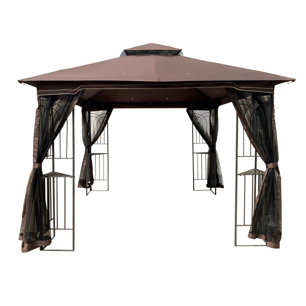 Patio Gazebo Tent With Ventilated Double Roof And Mosquito Net