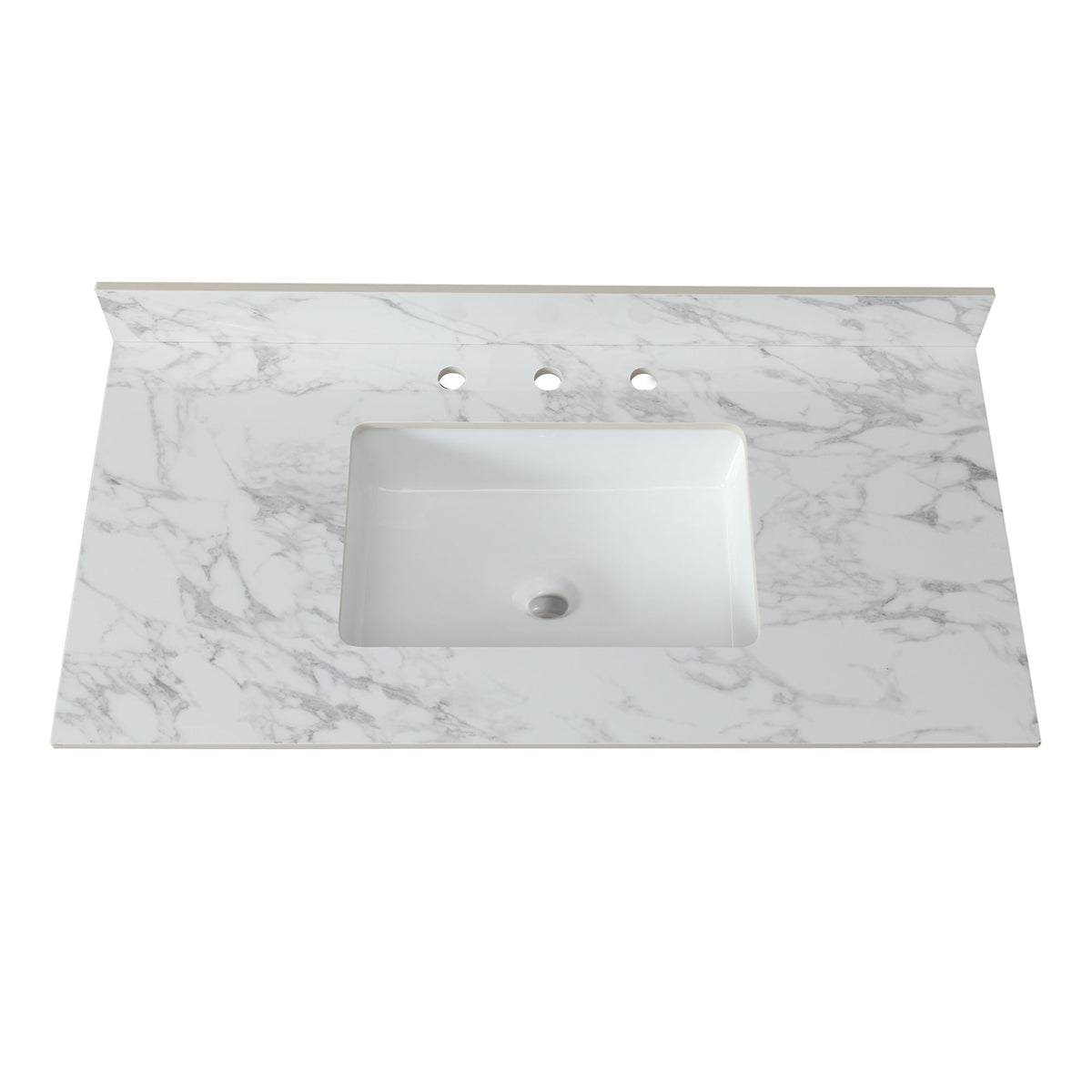 Elegant Sintered Stone Bathroom Vanity Top With Rectangular Undermount Ceramic Sink