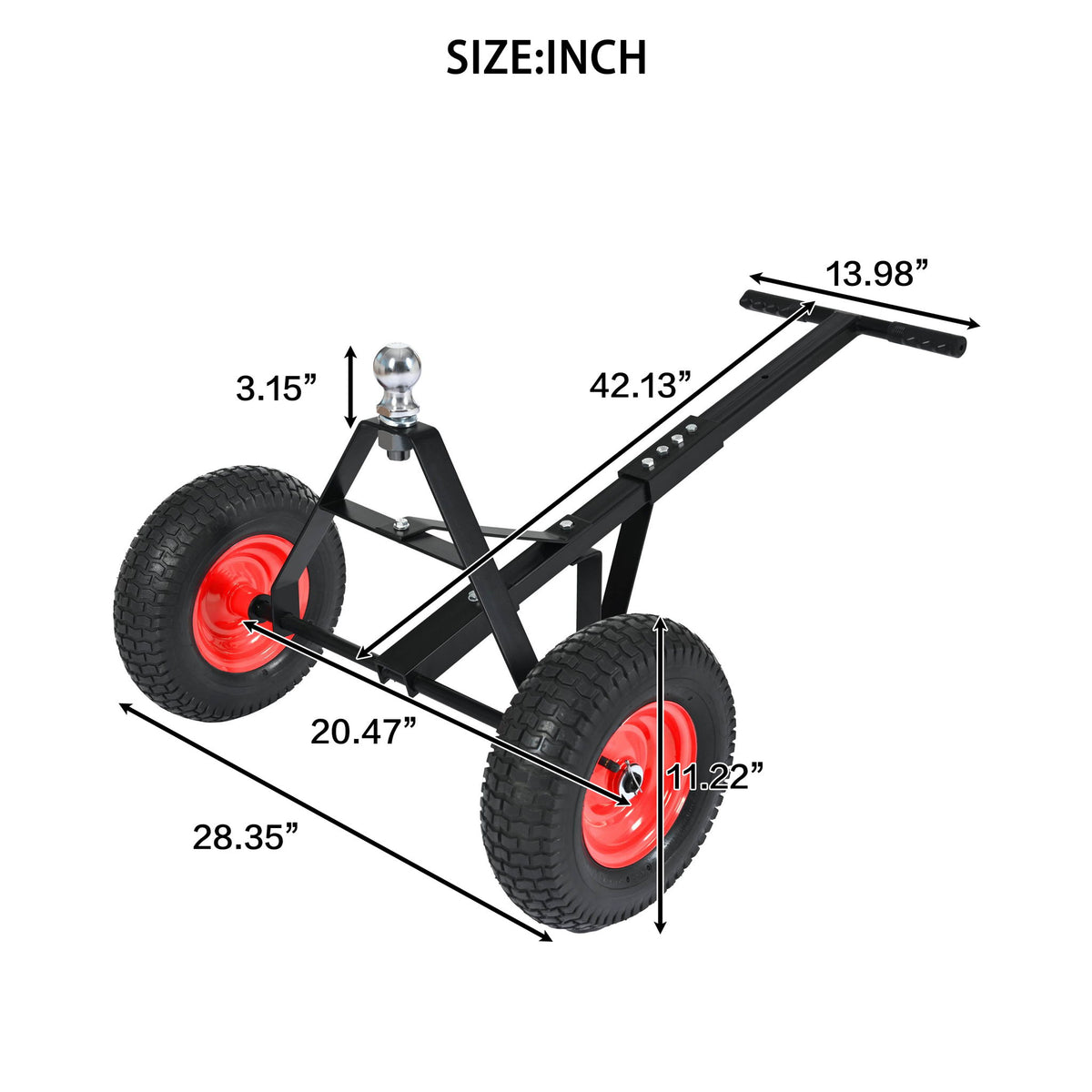 Heavy Duty Trailer Dolly With 2" Ball 1000 Lb Capacity For Easy Mobility - Black