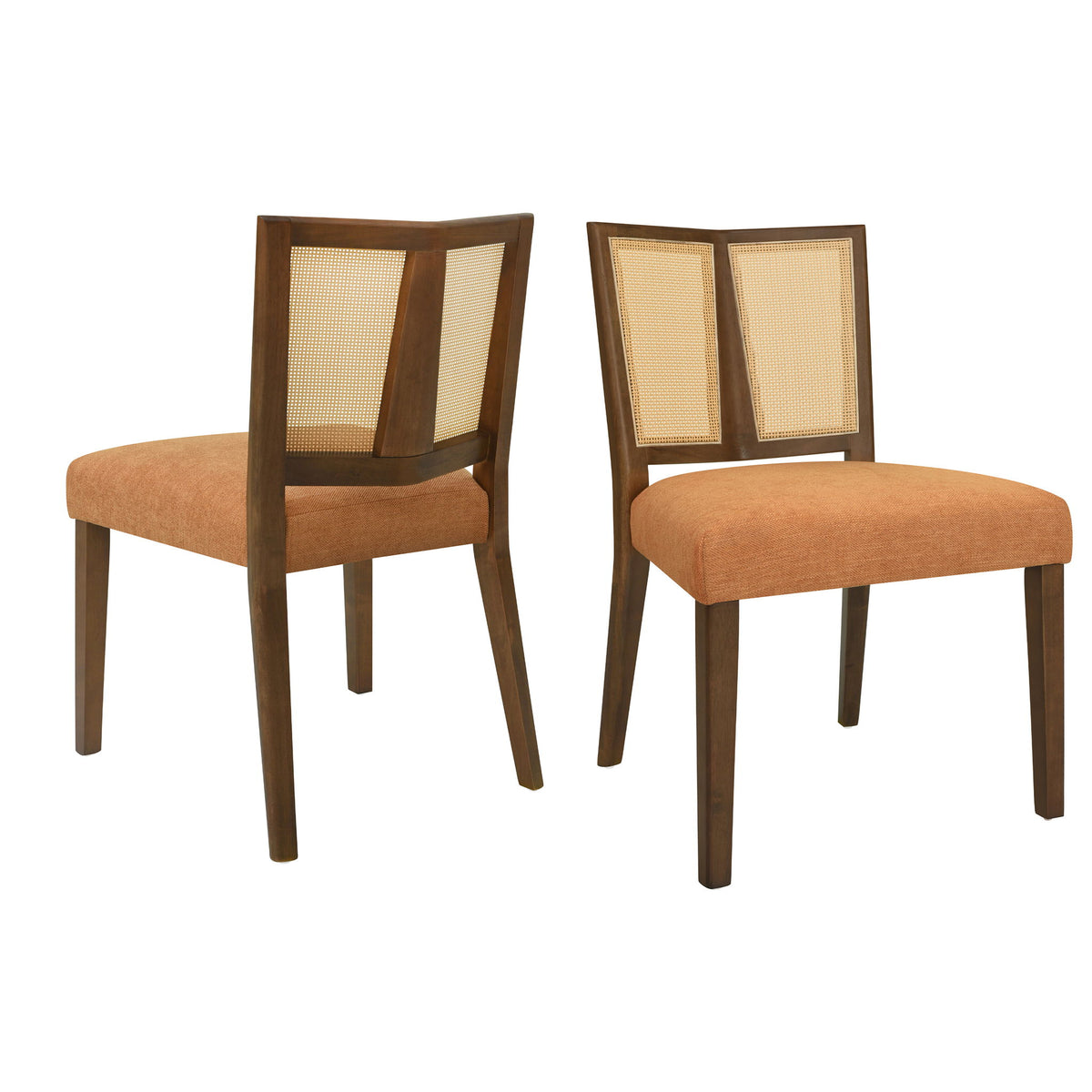 Mid Century Rattan Dining Chair Without Arms Set
