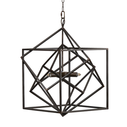 3 Light Metal Chandelier, Hanging Light Fixture With Adjustable Chain For Kitchen, Bulb Not Included - Black