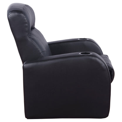 Upholstered Recliner With Cup Holder Comfort Lounge Chair - Black