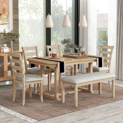 6 Piece Dining Table Set With Ergonomic Seating