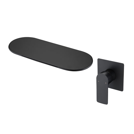 Modern Wall Mount Bathtub Faucet Single Handle With Waterfall Tub Spout And Rough
