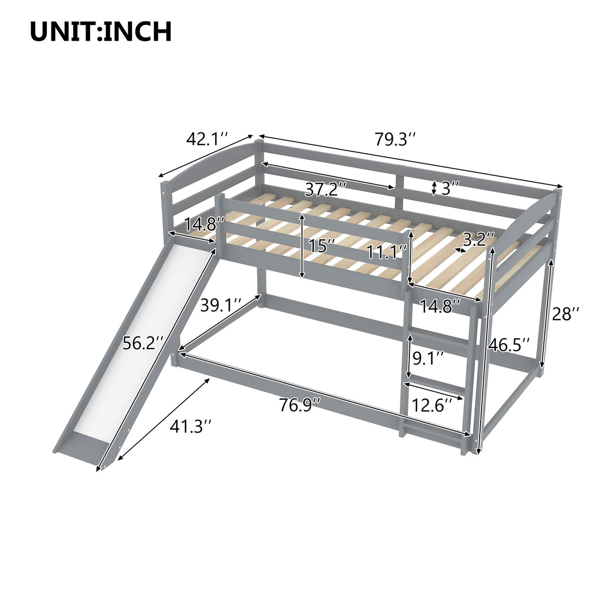 Durable Bunk Bed With Convertible Slide And Ladder