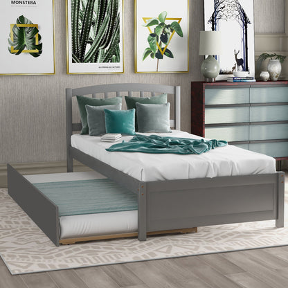 Platform Bed Wood Bed Frame With Trundle