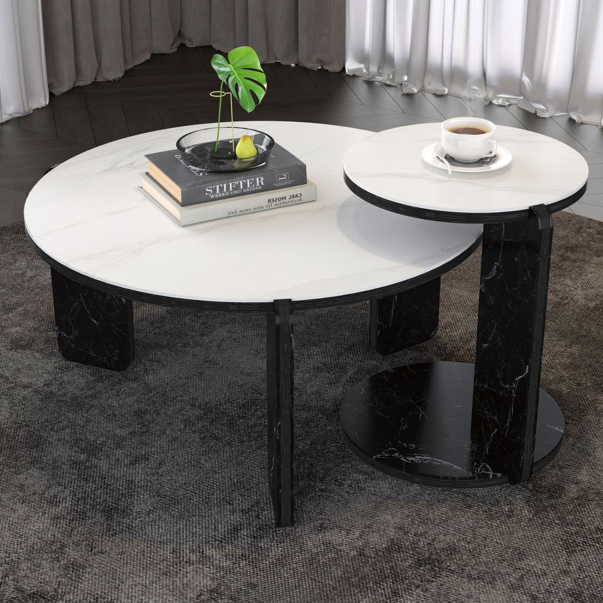 Round Coffee & End Table Set