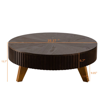 Round Retro Coffee With Solid Wood Legs
