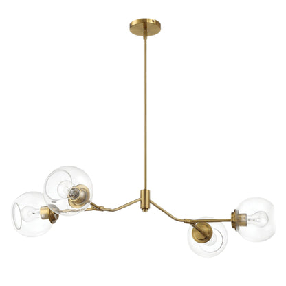 Jewel - 4 Lights Chandelier Ceiling Hanging Light Fixture - Clear / Gold
