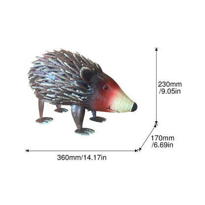 Wrought Hedgehog Garden Statue, Weatherproof Outdoor Lawn Decor - Brown