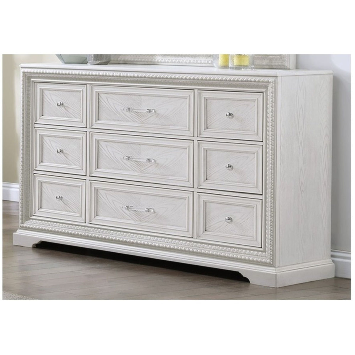 6 Drawer Storage Dresser Antique Wooden Bedroom Furniture - Antique White