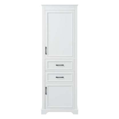 Freestanding Bathroom Vanity Tall With Damping Hinge Doors, Adjustable Shelves - White