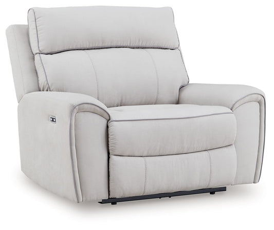 Social Pointe - Power Recliner / Adjustable Headrest - Pearl / Ash