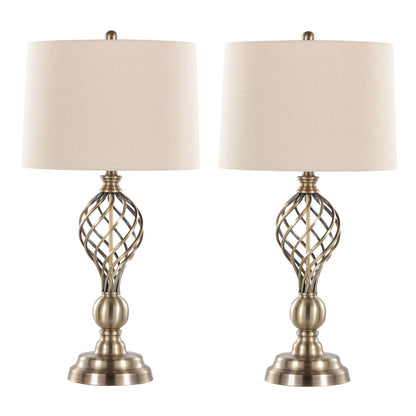 Linx - Twist Contemporary Table Lamp (Set of 2) - Antique Soft Brass / White