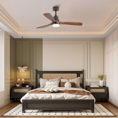 52" Ceiling Fan With LED Light, 3 Adjustable Color Temperatures, Reversible DC Motor For Living Room & Bedroom - Coffee