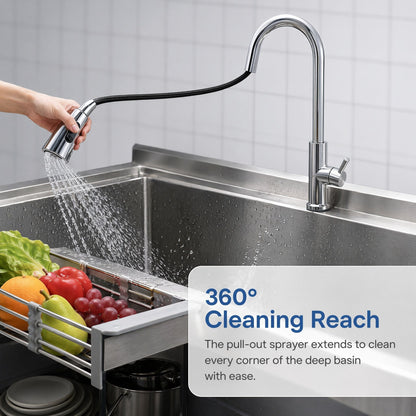Freestanding Utility Sink With Pull Out Faucet And Large Storage Grille - Black / Silver