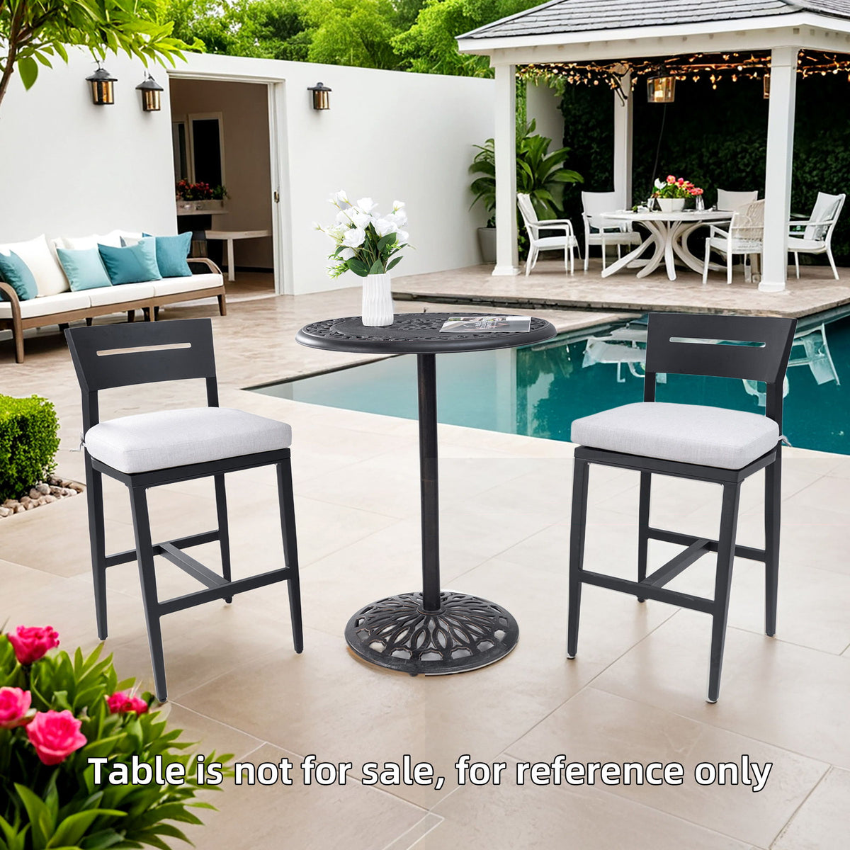 Modern Outdoor Bar Stools With Backrest And Footrest (Set of 2)