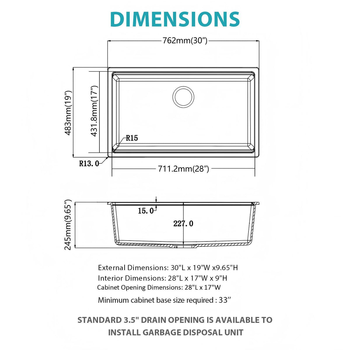 Quartz Composite Kitchen Sink With Undermount Design, Durable Single Bowl Workstation