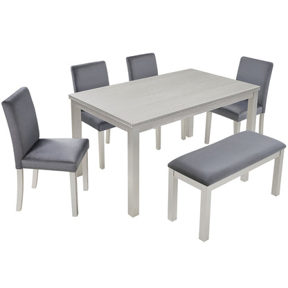 Dining Table Set, Table With A Rectangular Table And Upholstered Chairs