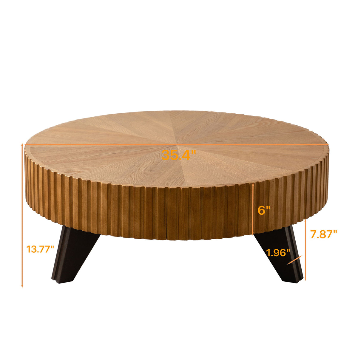 Round Retro Coffee With Solid Wood Legs