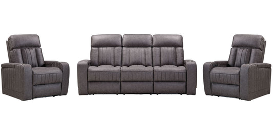 Equinox - Fabric Power Reclining Sofa And Two Recliners - Mercury