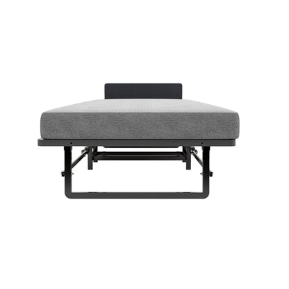 Modern Metal Folding Bed Frame With Foam Mattress, Easy Storage & Mobility - Black