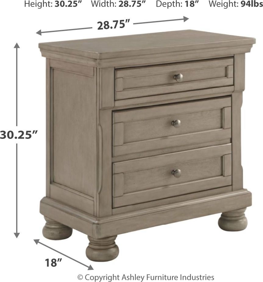 Lettner - 5 Pc. - Dresser, Mirror, King Panel Bed, 2 Nightstands - Light Gray