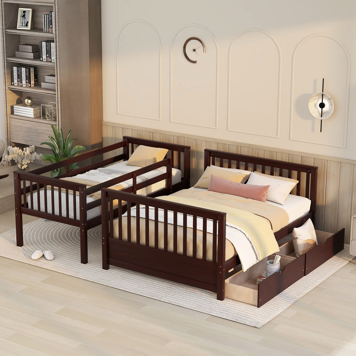 Bunk Bed With Ladders And 2 Storage Drawers