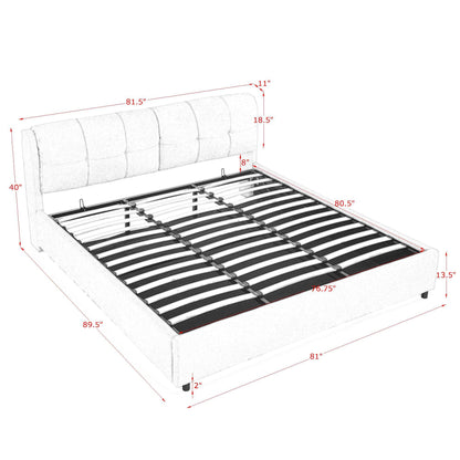 Storage Upholstered Hydraulic Platform Bed With Integrated Headboard