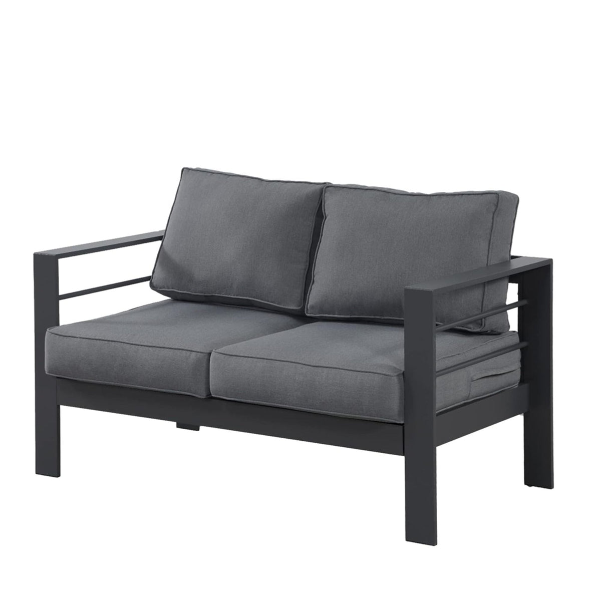 All Weather Patio Loveseat With Thick Cushions - Gray / Gray