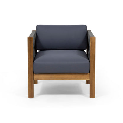 Outdoor Club Chair With Rattan Rope Wave - Teak